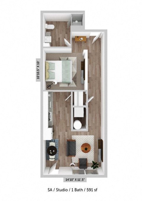 Alton Jefferson Park Studio A Floor Plan