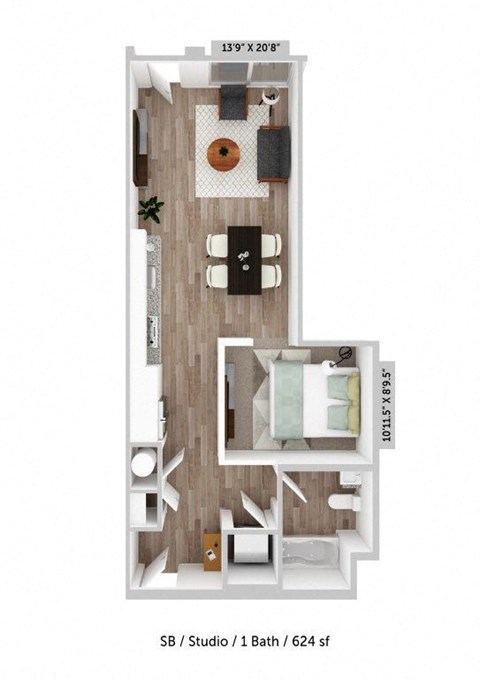 Alton Jefferson Park Studio B Floor Plan