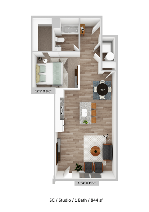 Alton Jefferson Park Studio C Floor Plan