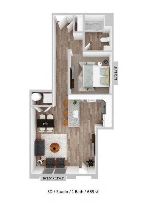 Alton Jefferson Park Studio D Floor Plan