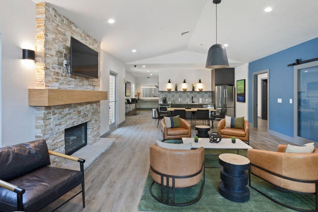 Alvista 23 Apartment Homes Clubhouse Lounge with Fireplace