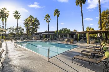 the swimming pool at our apartments in palm springs