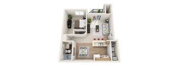 Arbor Crossing 1x1 Floor Plan