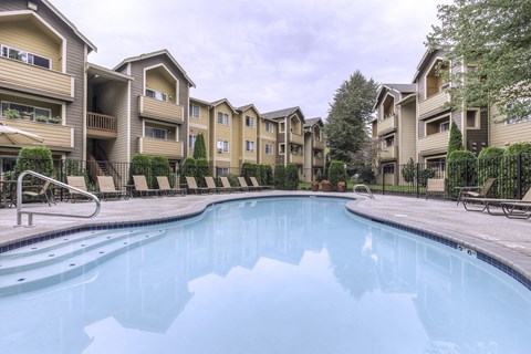 the swimming pool at the outlook apartments