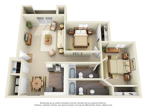 Arnada Pointe Apartments 2D Floor Plan - The Abbott