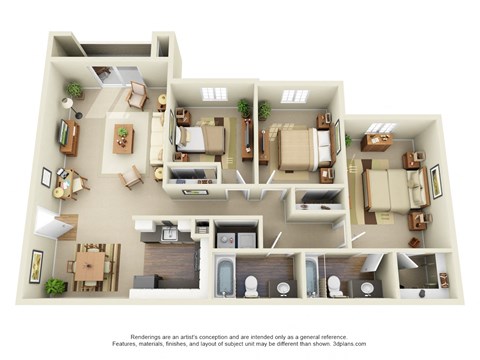 Arnada Pointe Apartments 2D Floor Plan - The Del Mar