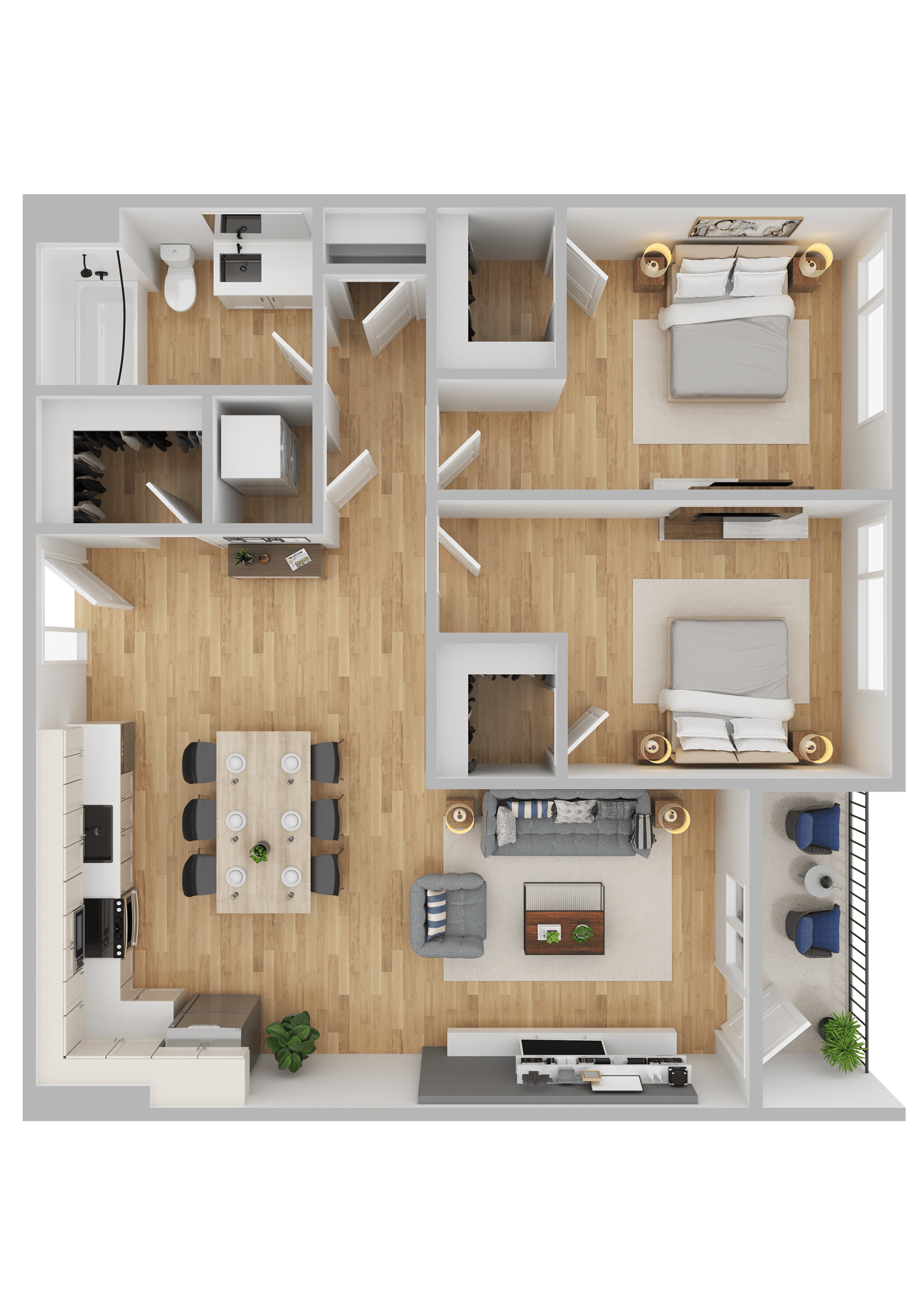 Arts Plaza Apartments in Gresham, Oregon Two Bedroom Floor Plan