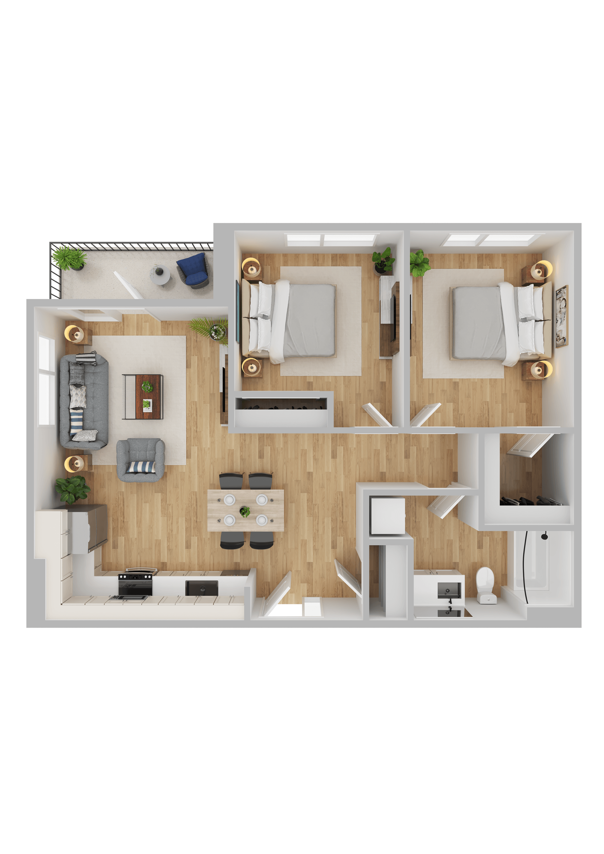 Arts Plaza Apartments in Gresham, Oregon Two Bedroom Floor Plan