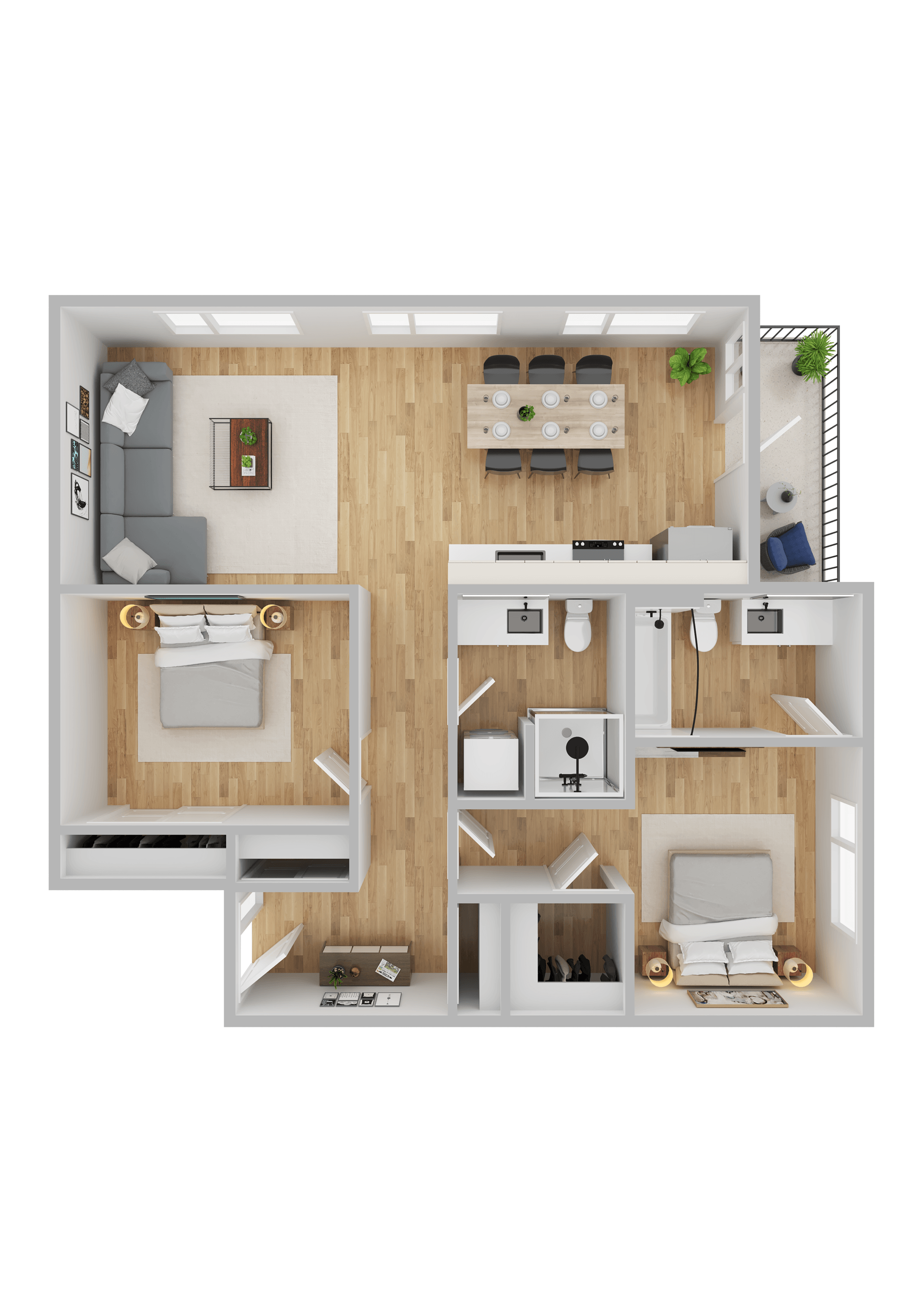 Arts Plaza Apartments in Gresham, Oregon Two Bedroom Floor Plan