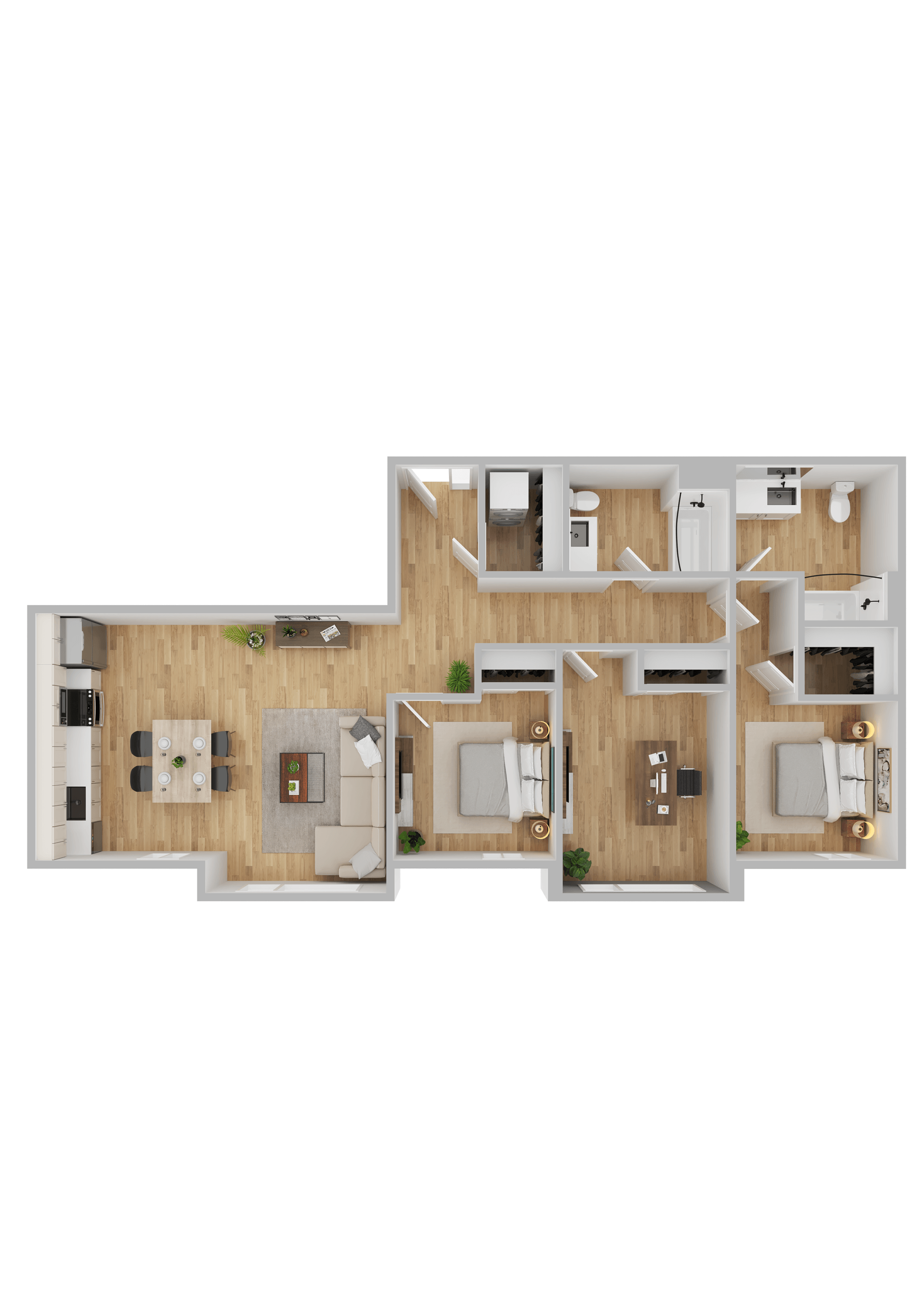 Arts Plaza Apartments in Gresham, Oregon Three Bedroom Floor Plan