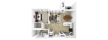 Ascend at Pena Station Apartments in Denver, Colorado One Bedroom Floor Plan