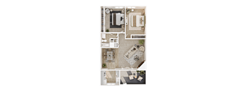 A series of images showing different layouts of a room with furniture.