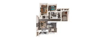Aspire Columbia Ridge Apartments in Portland, Oregon 3 Bedroom 1.5 Bath Floor Plan