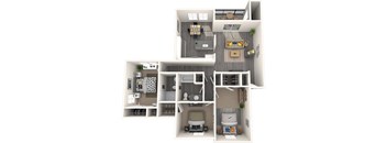 Aspire Columbia Ridge Apartments in Portland, Oregon 3 Bedroom 2 Bath Floor Plan