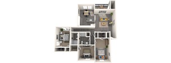 Aspire Columbia Ridge Apartments in Portland, Oregon 3 Bedroom 2 Bath Floor Plan