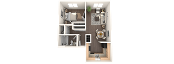 Aspire Eugene Apartments in Eugene, Oregon 1x1 Floor Plan