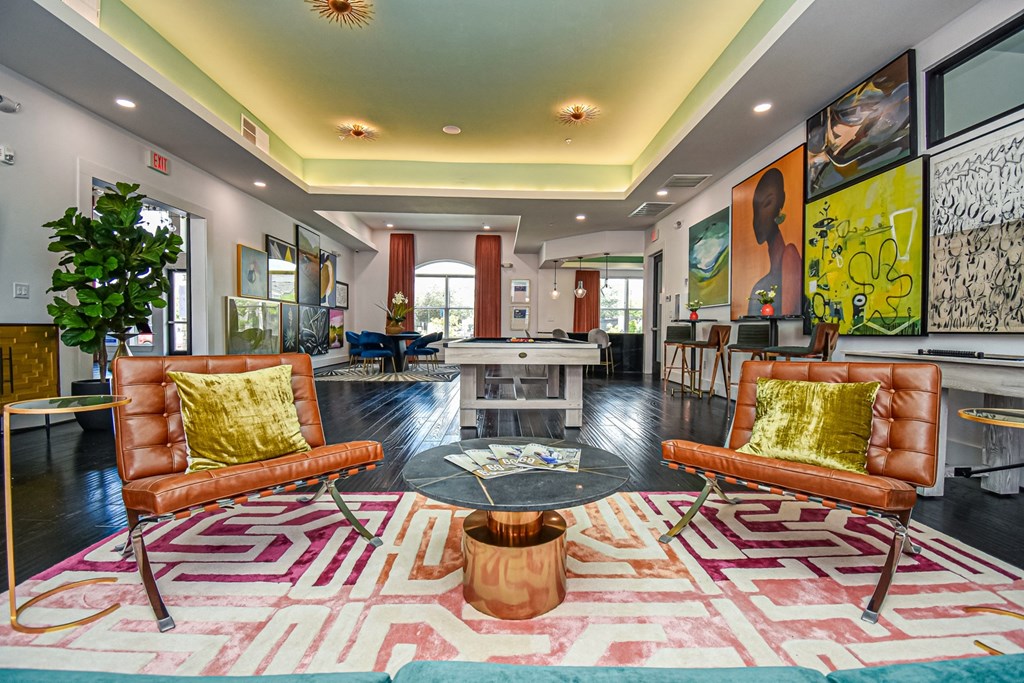 Aspire at Live Oak Clubhouse with Seating and Billiards Table