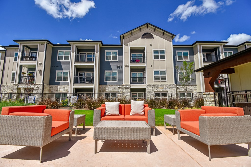 Aspire at Live Oak Outdoor Seating Next to Pool