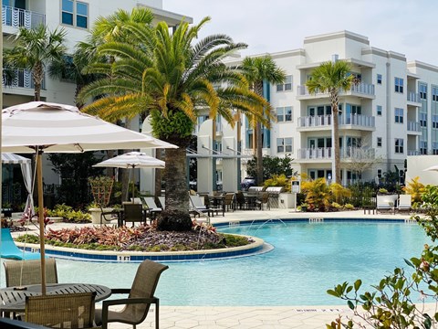 Astoria at Celebration Apartments in Celebration, Florida Pool with Lounge Chairs