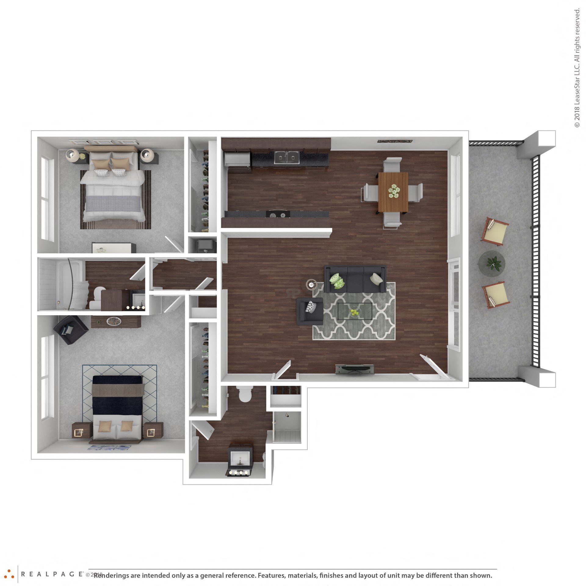 Atrium at West Covina Two Bedroom Two Bathroom Floor Plan