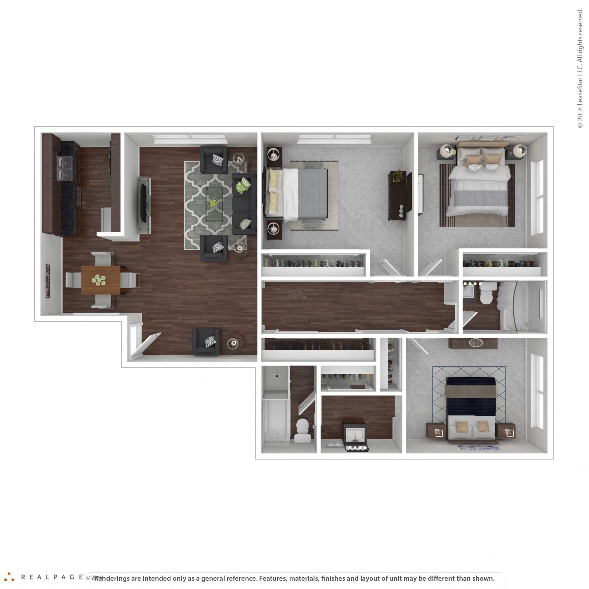 Atrium at West Covina Three Bedroom Two Bathroom Floor Plan