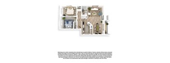 The Lakehouse 3D Floor Plan 2x1 864sf