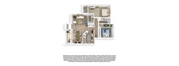 The Lakehouse 3D Floor Plan 2x2 1096sf