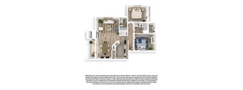 The Lakehouse 3D Floor Plan 2x2 931sf
