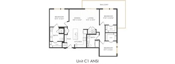 Astra Avery Ranch Apartments C1 ANSI Floor Plan