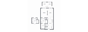 A floor plan of A1 and A1.2 layout with a bedroom, bathroom, living room, kitchen, and closet with alternate larger bedroom and living room on A1.2