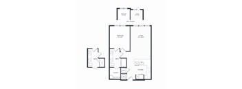 A floor plan of A4.5-4.19 with a living room, a bedroom, a bathroom, a kitchen, a closet, and a laundry room. A4.14 has a differing living room that is slightly smaller in square footage