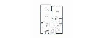 A black and white image of a floor plan for A5.11 with a living room, bedroom, bathroom, and balcony