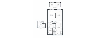 A black and white image of a floor plan for an apartment.