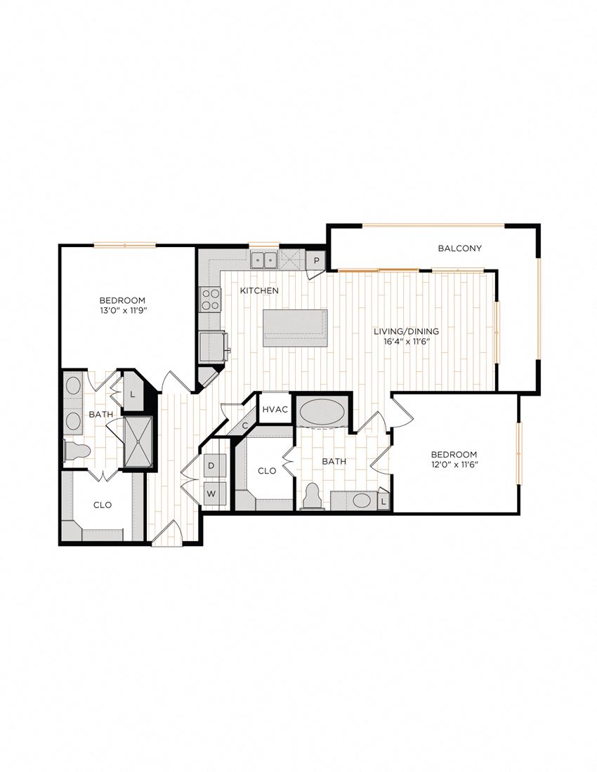 Aura 36Hundred B3 Two Bedroom Two Bathroom Floor Plan
