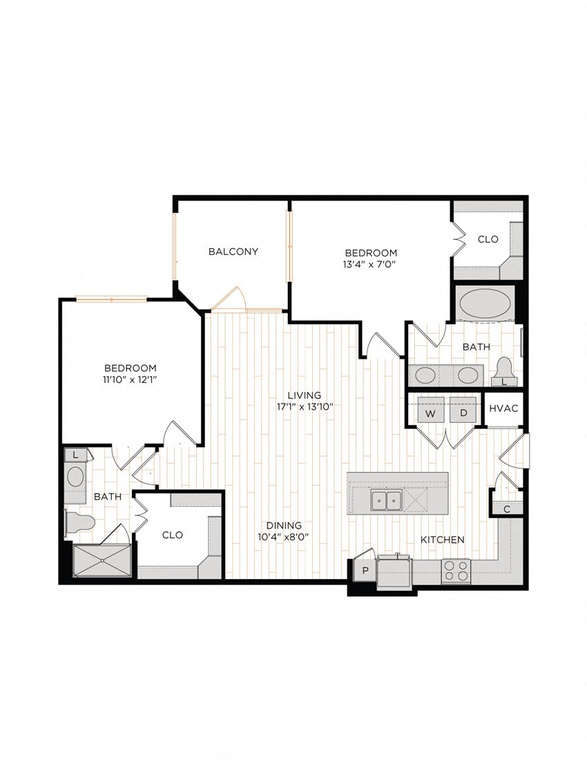 Aura 36Hundred B4 Two Bedroom Two Bathroom Floor Plan