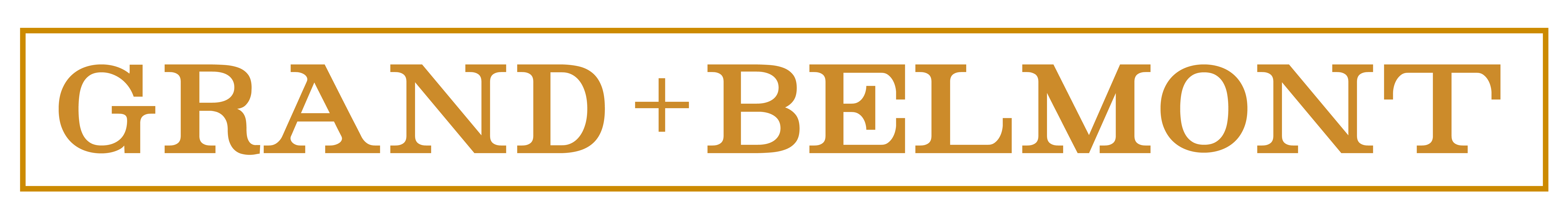 A green banner with the words "GRAND + BELMONT" written in white.