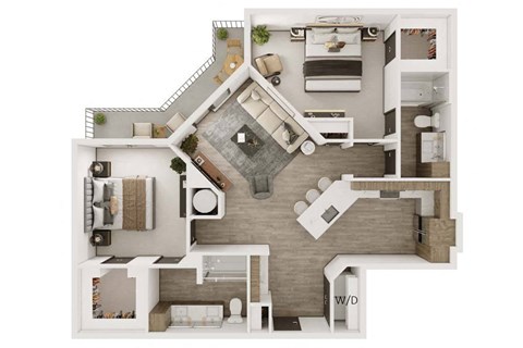 a1 floor plan  1 bedroom with 2 baths  1192 square feet