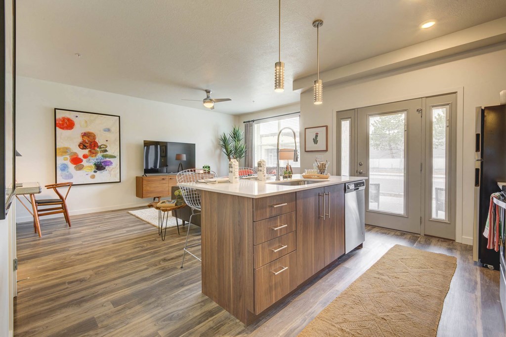 the preserve at ballantyne commons apartment kitchen and living room