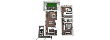 Argos by Soltura Apartments 2 Bed 2.5 Bath Bungalow w/ Carport 3D Floor Plan