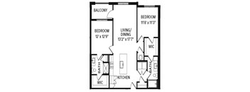 Avenue64 Luxury Apartments in O'Fallon, Missouri B1b Floor Plan
