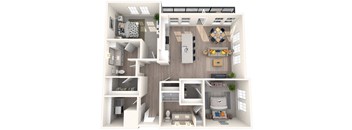 Corban Farms at Cane Ridge Apartments B2 3D Floor Plan