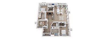 The Raleigh at Sloan's Lake Apartments in Denver, Colorado Two Bedroom Floor Plan