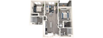 Park on First Apartments B2.1 3D Floor Plan
