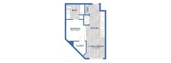 a floor plan of a room with a closet and a bathroom