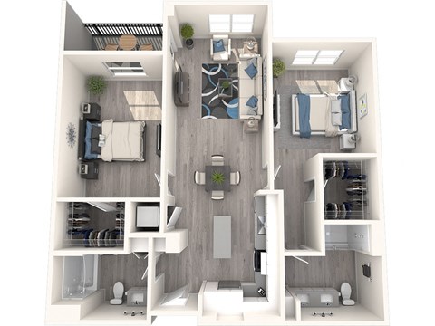 Park on First Apartments B3.1 3D Floor Plan