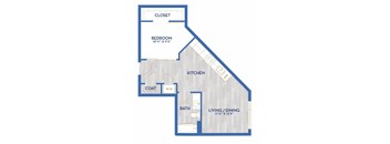 a floor plan of a apt with a bedroom and a closet