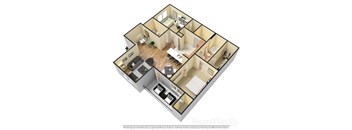 Villas at Meadow Springs 2x2 D 3D Floor Plan
