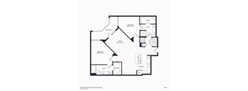 A floor plan of B4's layout for Aura Crown Heights with 2 bedrooms, 2 bathrooms, and a balcony