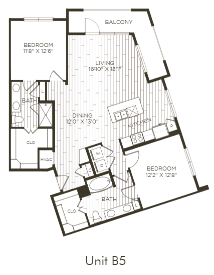Aura Old Town B5 Two Bedroom Two Bathroom Floor Plan