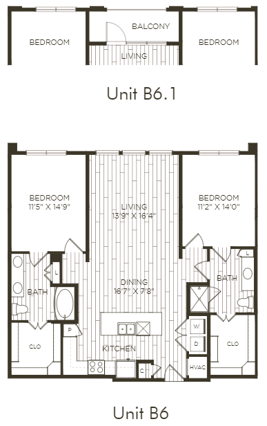 Aura Old Town B6.1 Two Bedroom Two Bathroom Floor Plan